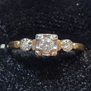 Solid Gold Two-Tone Art Deco Diamond Ring